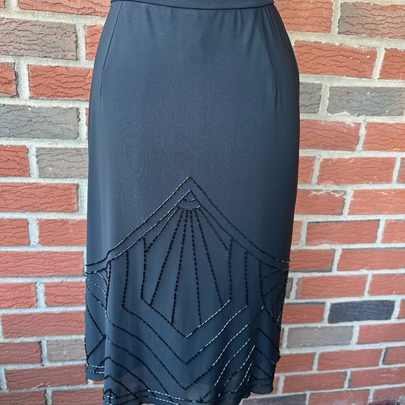 Company Nygard Collection Stretch Black Skirt w Bugle Beads Art Deco Design - 8 - Picture 4 of 5